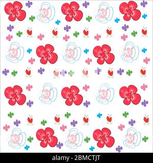 Floraler Hintergrund Vektor mit dekorativen Frühlingsblumen Muster Stock Vektor