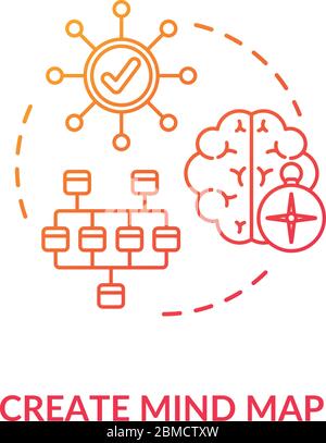 Symbol für „Mindmap-Konzept erstellen“. Problemlösung finden, strategische Planung Idee Thin Line Illustration. Ideengenerierung und Visualisierung. Vektor-iso Stock Vektor