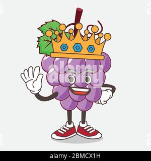Eine Illustration von Traube Obst Cartoon Maskottchen Charakter stilisiert König auf Cartoon Maskottchen Design Stock Vektor