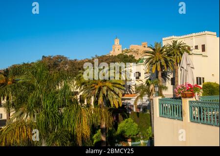 Der Garten des Sofitel Palais Jamai Hotel in Fez (oder Fes) in Marokko. Stockfoto