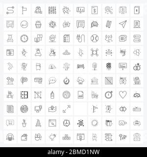 Set von 100 Simple Line Icons für Web und Print wie Graph, Stern, Reise, steric, Sport Vektor Illustration Stock Vektor