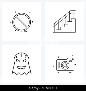 4 Universal Icons Pixel Perfect Symbole von nicht, Halloween, No, Bühne, Kamera Vektor Illustration Stock Vektor