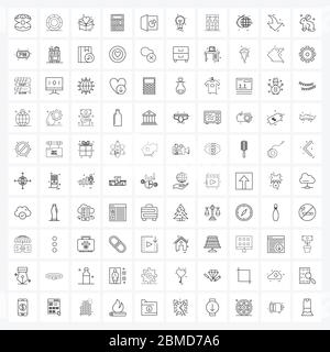 Set von 100 Simple Line Icons von Büro, Excel, Liebe, Schreibtisch, Schule Vektor Illustration Stock Vektor