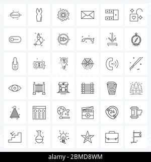 Set von 36 Modern Line Icons Tabelle, Benutzer, Einstellungen, Nachricht, E-Mail Vektor Illustration Stock Vektor