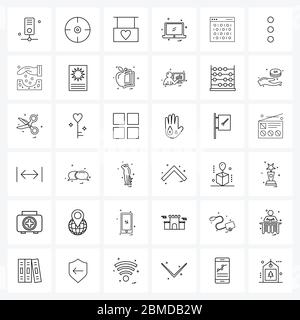 36 Interface Line Icon Set von modernen Symbolen auf Web, binär, romantisch, Daten, Tech Vektor Illustration Stock Vektor