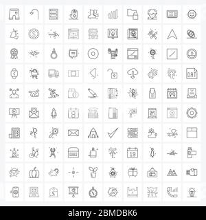 Pixel Perfect Set von 100 Vektor-Linien-Symbole wie Design, Profil, Magazin, Support, Gesundheitswesen Vektor-Illustration Stock Vektor