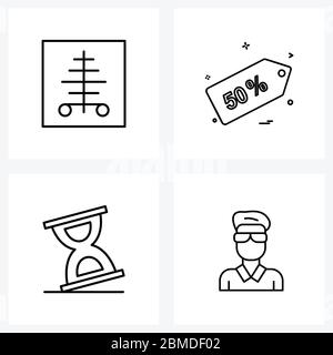 Mobile UI Line Icon Set mit 4 modernen Piktogrammen aus Gesundheit, Geschäft, Röntgen, Einkaufen, Zeit Vektor Illustration Stock Vektor