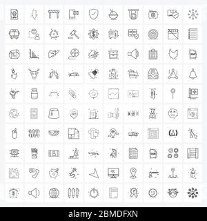 Mobile UI Line Icon Set von 100 modernen Piktogrammen von Basic, Schild, Tisch, Telefon, Nachricht Vektor Illustration Stock Vektor