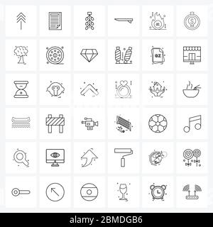 Set von 36 Universal Line Icons von Energie, Energie, Dateien, grün, Jahr Vektor Illustration Stock Vektor