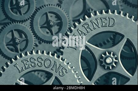 Schreiben Notiz zeigt Lessons Learned. Geschäftskonzept zur Förderung des Erfahrungsaustausch und der Nutzung von Wissen Stockfoto