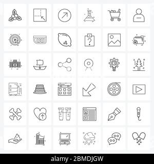 Set von 36 Universal Line Icons der Kasse, Wissenschaft, Kreis, Flasche, Bildung Vektor Illustration Stock Vektor