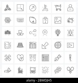 Set von 36 Universal Line Icons der Kasse, Wissenschaft, Kreis, Flasche, Bildung Vektor Illustration Stock Vektor