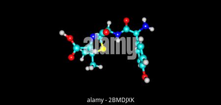 Amoxicillin ist ein Antibiotikum, das für die Behandlung einer Reihe von bakteriellen Infektionen nützlich ist: Mittelohrinfektionen, Halsstrepfen, Lungenentzündung, Hautinfektion Stockfoto