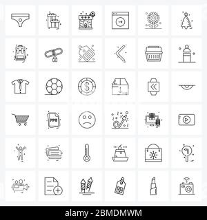 Set von 36 Simple Line Icons für Web und Print wie Thanksgiving, Sonnenblume, Heizung, Medien, Download Vector Illustration Stock Vektor