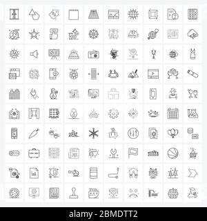 Set von 100 Simple Line Icons von unten, Tag, Tag, Datum, Dollar Vektor Illustration Stock Vektor