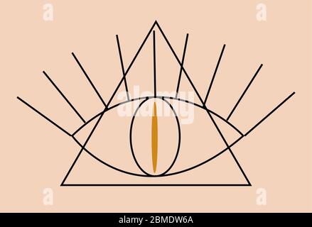 Okkulte Illuminaten Freimaurer Symbole. Eye of Providence in Triangle-Symbol, Boho ethnischen mystischen magischen Stil. Vektorgrafik Stock Vektor