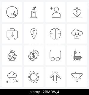 16 Universal Line Icon Pixel Perfect Symbole zum Download, Aktentasche, männlich, Tasche, valentine Vector Illustration Stock Vektor