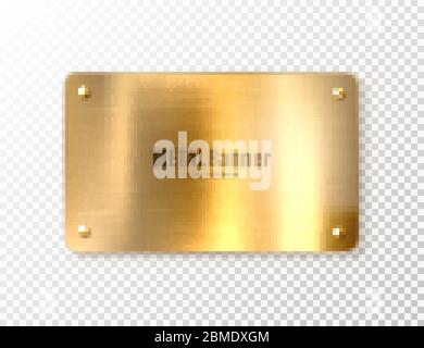 Realistische glänzende Metallbanner. Gebürstete Stahlplatte. Polierte Kupfermetalloberfläche. Vektorgrafik. Stock Vektor