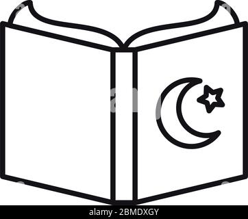 EID mubarak Konzept, offene heilige koran-Symbol über weißem Hintergrund, Linienstil, Vektor-Illustration Stock Vektor