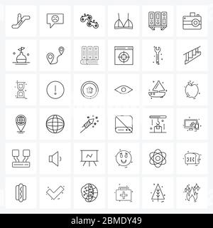 36 Universal Icons Pixel Perfect Symbole von Dateien, Archiv, Unterhaltung, Kleidung, Unterwäsche Vektor Illustration Stock Vektor