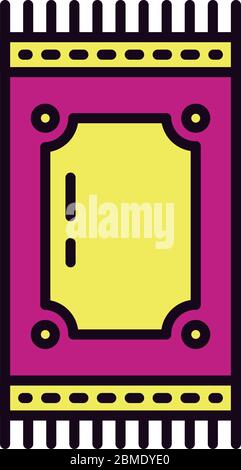 EID mubarak Konzept, Gebetsteppich über weißem Hintergrund, Linie und Füllung Stil, Vektor-Illustration Stock Vektor