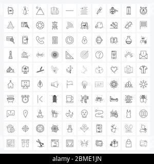 100 Universal Icons Pixel Perfect Symbole von Minus, löschen, Bowling, Krankenhaus, Ambulanz Vektor Illustration Stock Vektor