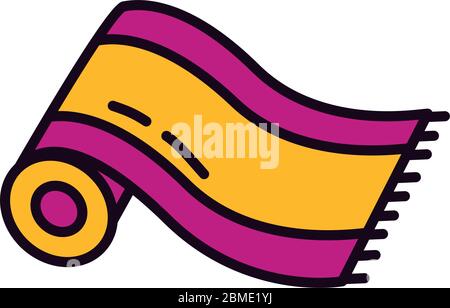 EID mubarak Konzept, Gebetsteppich-Symbol über weißem Hintergrund, Linie und Füllung Stil, Vektor-Illustration Stock Vektor