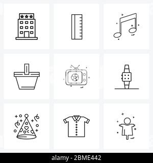 9 Universal Icons Pixel Perfect Symbole von Fußball, Shopping, Audio, Push, Cart Vektor Illustration Stock Vektor