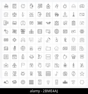 Set von 100 Modern Line Icons von Bug, travel, ui, cart, refresh Vector Illustration Stock Vektor