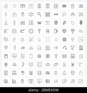 Isolierte Symbole Set von 100 Simple Line Icons des Berichts, nach oben, Datei, Box, mieten Vektor Illustration Stock Vektor