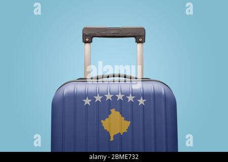 Koffer mit Kosovo Flagge Design travel europe Konzept. Stockfoto