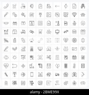 Set von 100 Simple Line Icons für Web und Print wie Dokument, Geld, Avatar, Dollar, mobile Vektor Illustration Stock Vektor