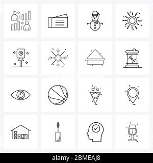 Set von 16 UI Icons und Symbole für Lutscher, Süßigkeiten, Schnee, Hotness, heiße Vektor Illustration Stock Vektor