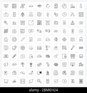 UI Set von 100 Basic Line Icons für Preis, Sommer, Hände, Hut, Strand Vektor Illustration Stock Vektor