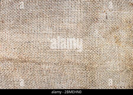 Textur eines alten schmutzigen Kartoffelsacks. Stockfoto