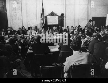 Estados Unidos. Vista General de la Sala donde se reunió la comisión del senado para la investigación del escándalo de Watergate. Mayo de 1973. Foto Keystone. Stockfoto