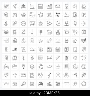 Einfache Satz von 100 Linien Icons wie Browser, Finanzbericht, Netzwerk, Euro, Analyse Vektor Illustration Stock Vektor