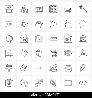36 Universal Line Icon Pixel Perfect Symbole für Puff, Make-up, usa, Kosmetik, Bewertung Vektor Illustration Stock Vektor