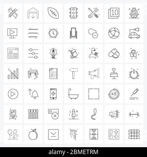 49 Interface Line Icon Set von modernen Symbolen auf Getriebe, Einstellung, Baseball, Ausrüstung, Verkehrszeichen Vektor Illustration Stock Vektor