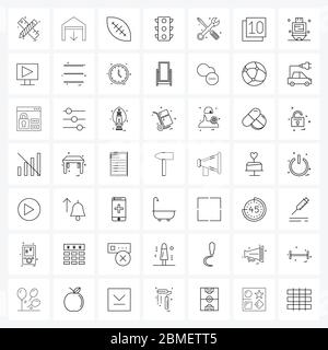 49 Interface Line Icon Set von modernen Symbolen auf Getriebe, Einstellung, Baseball, Ausrüstung, Verkehrszeichen Vektor Illustration Stock Vektor