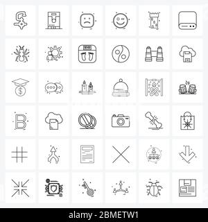 Set von 36 Universal Line Icons von Gerät, Fort, hd, Schloss, Smiley Vektor Illustration Stock Vektor