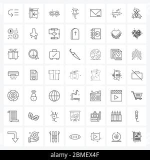 49 Universal Icons Pixel Perfect Symbole der Botschaft, stationär, Stift, Brille Vektor Illustration Stock Vektor