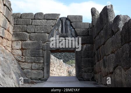 Löwentor, altes Mykene, Griechenland Stockfoto