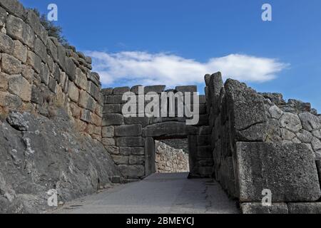 Löwentor, altes Mykene, Griechenland Stockfoto