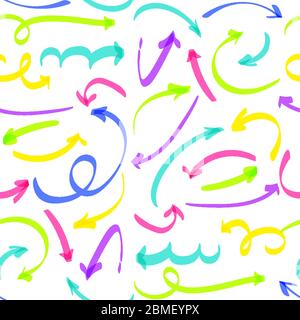 Abstrakter Pfeil überlappt nahtloses Muster. Handgezeichnete Markierung mit multiplizierem Zeichen. Überdrucken Sie farbigen Hintergrund. Overlay wiederholen Ornament für Papier wickeln, Stoff, Druck, Tapete Dekor. Vektorgrafik Stock Vektor