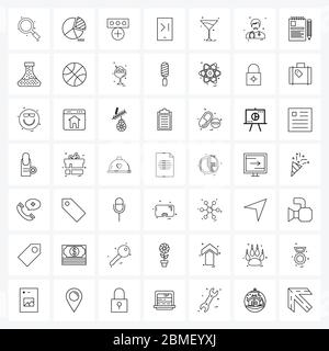 49 editierbare Vektorliniensymbole und moderne Symbole von Avatar, Glas, Sicherheit, Glas, mobil Vektor Illustration Stock Vektor