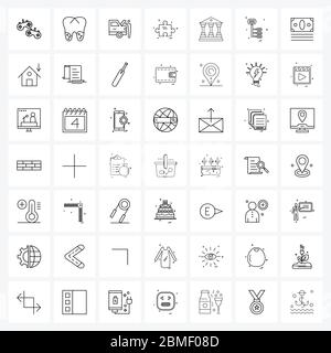 49 Universal Icons Pixel Perfect Symbole für Spiel, Puzzle, infiziert, Puzzle, Mechaniker Vektor Illustration Stock Vektor