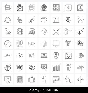 49 editierbare Vektorliniensymbole und moderne Symbole des Glücks, Casino, E-Mail, Ereignis, Vektorgrafik Stock Vektor