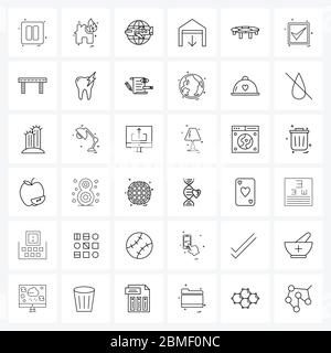 Set von 36 UI Icons und Symbole für Spaß, Smart Home Automation, Feuer, Garage, Reise Vektor Illustration Stock Vektor