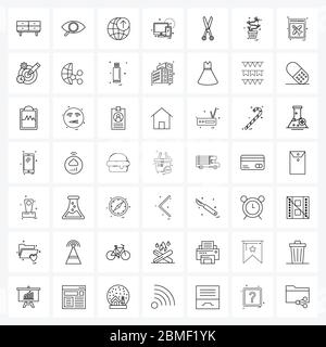 49 editierbare Vektorliniensymbole und moderne Symbole der Haare, Technologie, global, Zelle, Batterie Vektor Illustration Stock Vektor